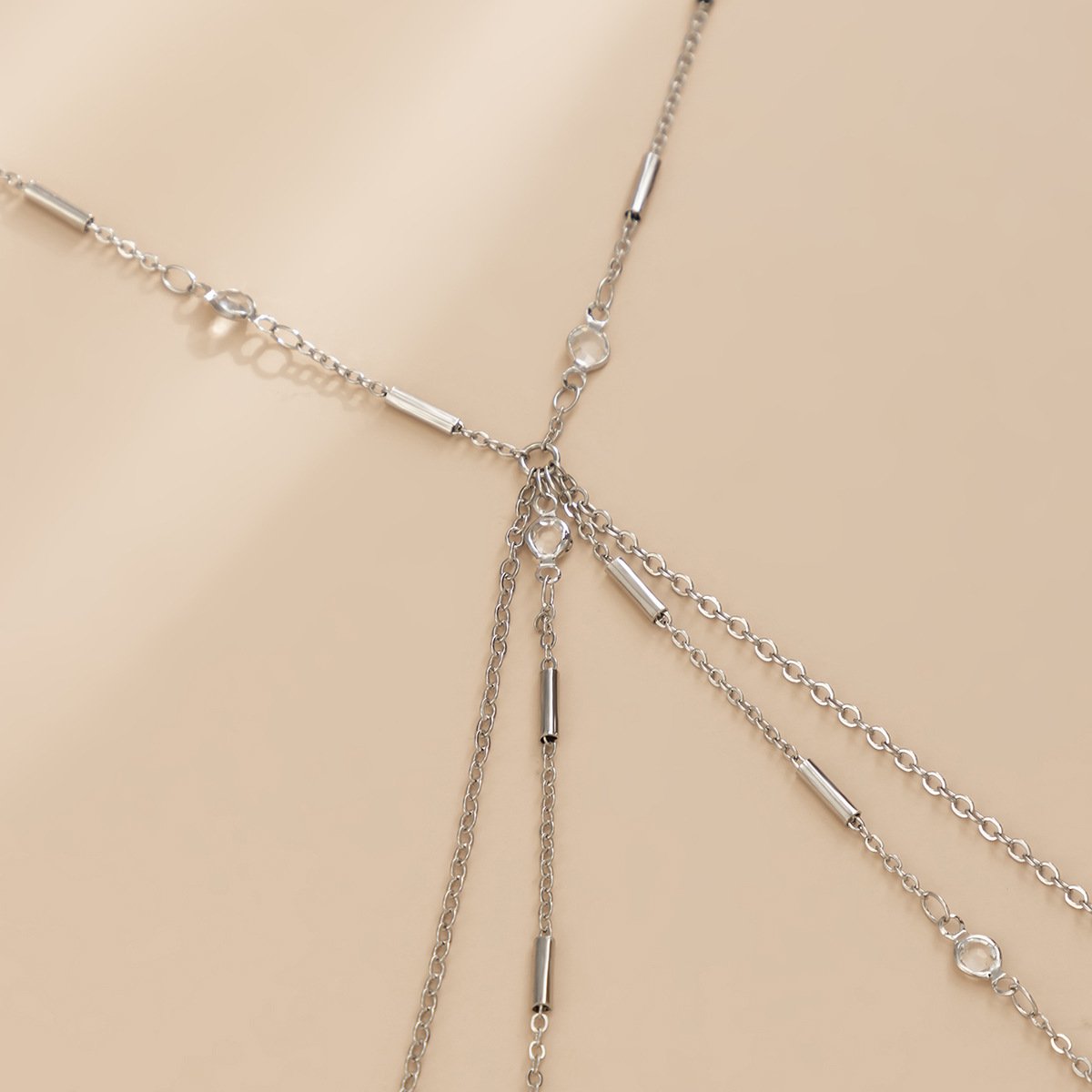 Jewelry with metal bikini clothing feminine cross rhinestone multi-layer fringed chest chain