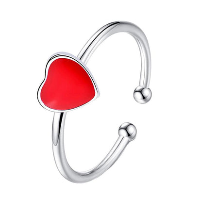 Fashion silver ring women's opening adjustable ring heart-shaped love red peach heart jewelry