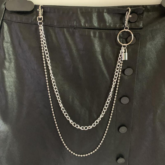 Jewelry punk men's and women's retro bead chain multi-layer body chain waist chain fashion simple lock-shaped pants chain