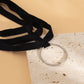 Jewelry Punk Exaggerated Ring Pendant Necklace Dark Sweet Cool Multilayer Elastic Belt Necklace Female