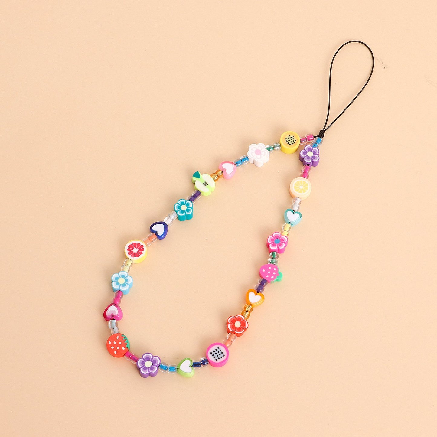 Jewelry niche design handmade colorful flowers mobile phone chain female fairy autumn and winter mobile phone ornaments