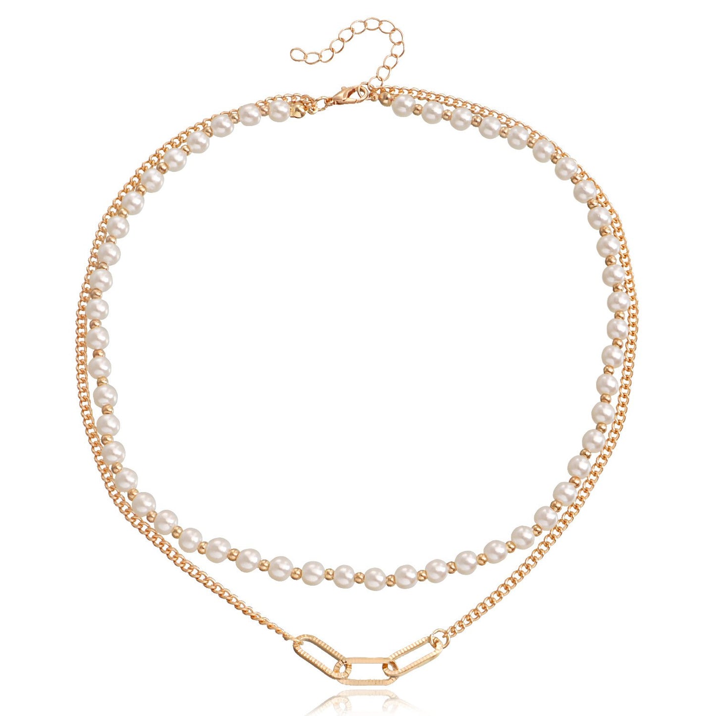Jewelry simple double-layer imitation pearl clavicle chain necklace female niche design explosive beaded necklace
