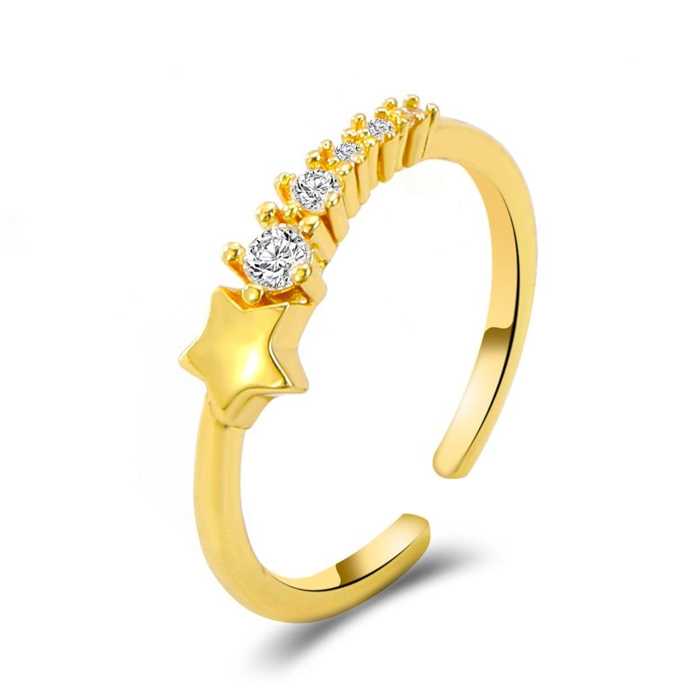 Ins cold zircon opening love ring super fairy fashion star letter hollow index finger ring net red