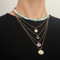 Jewelry Bohemian retro multi-layer color soft pottery geometric round pendant necklace female personality
