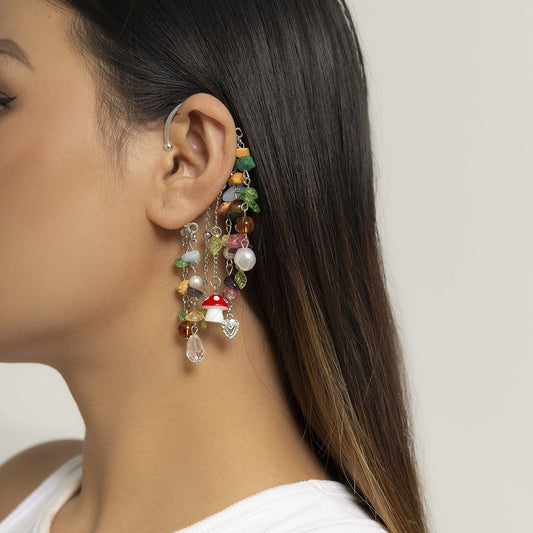 Jewelry Bohemia Retro Beaded Tassel Ear Clip Female Niche Imitation Pearl No Pierced Ear Hanger