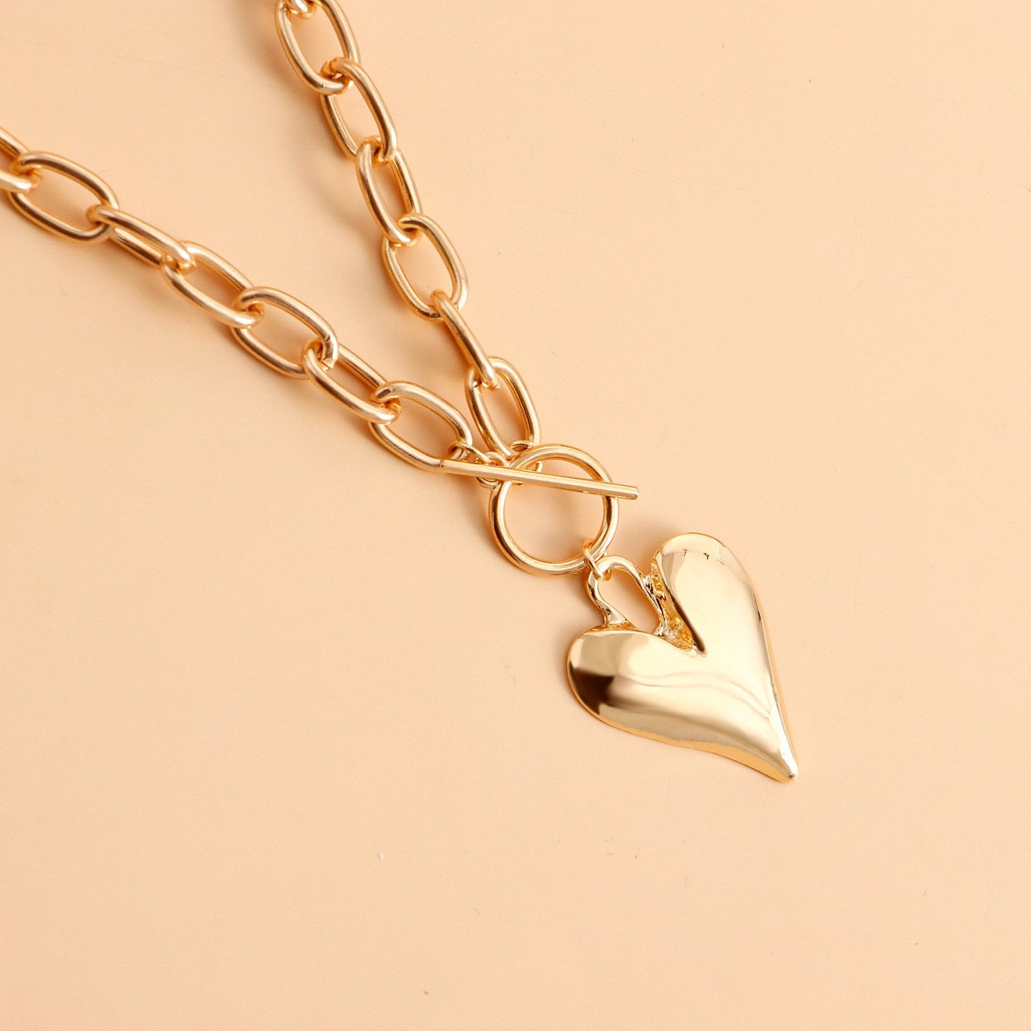 Jewelry ins hip-hop collarbone necklace exaggerated big heart pendant necklace female
