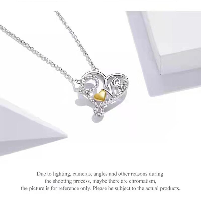 Jewelry Love-shaped Pendant Necklace Female Niche Design Sense Fashion LOVE Letter Clavicle Chain Jewelry