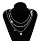 Jewelry Sweet Cool Pink Diamond Peach Heart Pendant Rice Bead Necklace Simple Diamond Chain Clavicle Necklace