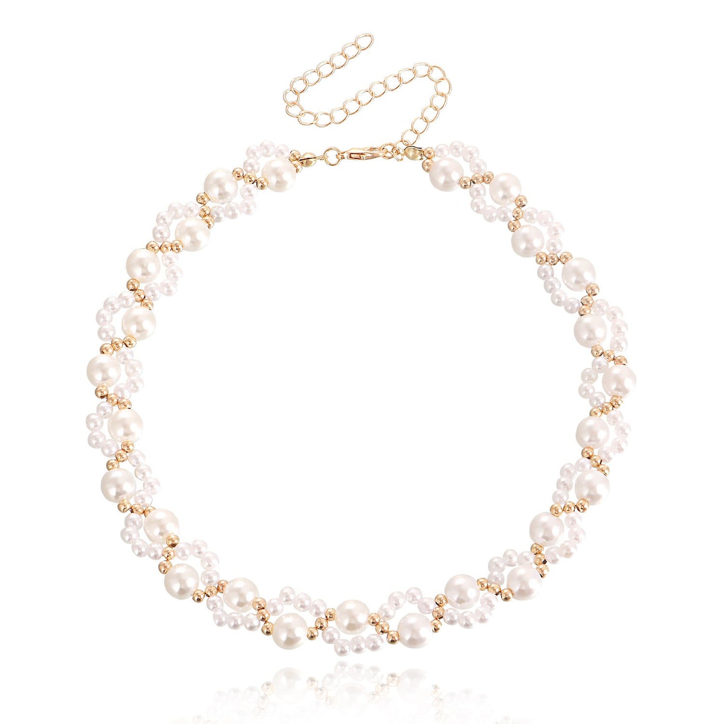 Jewelry Handwoven Imitation Pearl Necklace ins Bracelet Set Female Versatile Jewelry Choker