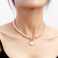 Jewelry Acrylic Pearl Beaded Necklace Love Pendant Necklace Women's Versatile Choker