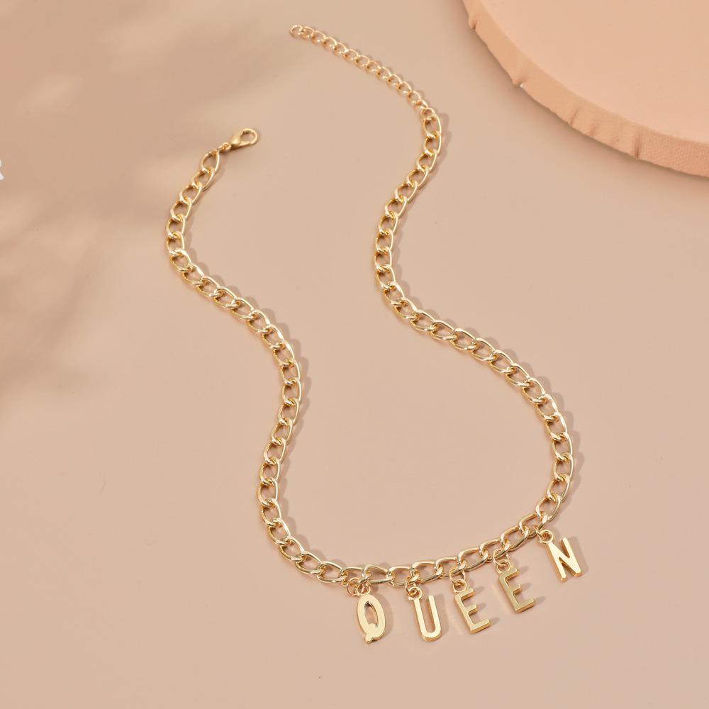 diy simple handmade alloy English word letter necklace hip-hop couple pendant short chain men and women