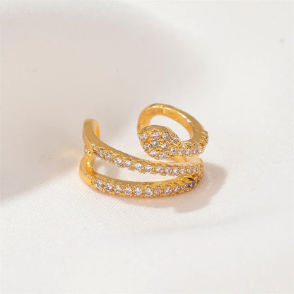 Retro diamond-studded snake-shaped ear clips without ear holes ins fashion personality simple c-shaped ear bone clip versatile earrings