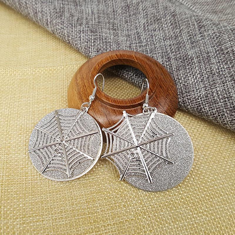 Earrings fashion retro disc spider web frosted earrings vintage earrings