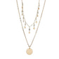 Fashion Double Layer Disc Pendant Necklace Ladies Vintage Rhinestone Necklace Jewelry Accessories