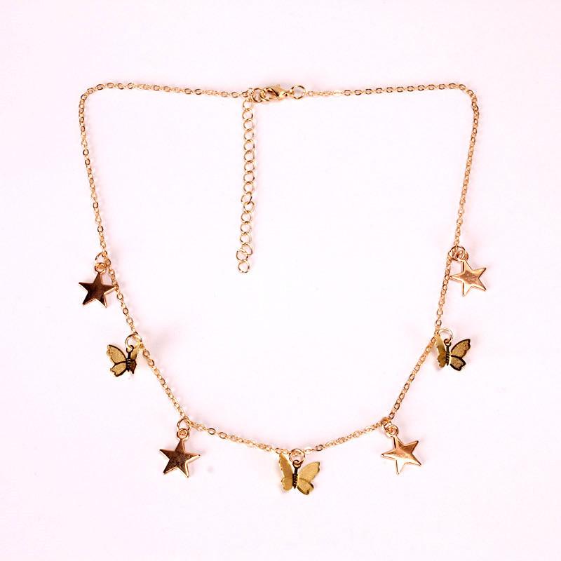 Necklace Sequin Pentagonal Star Butterfly Necklace Clavicle Chain Jewelry Women
