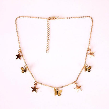 Necklace Sequin Pentagonal Star Butterfly Necklace Clavicle Chain Jewelry Women