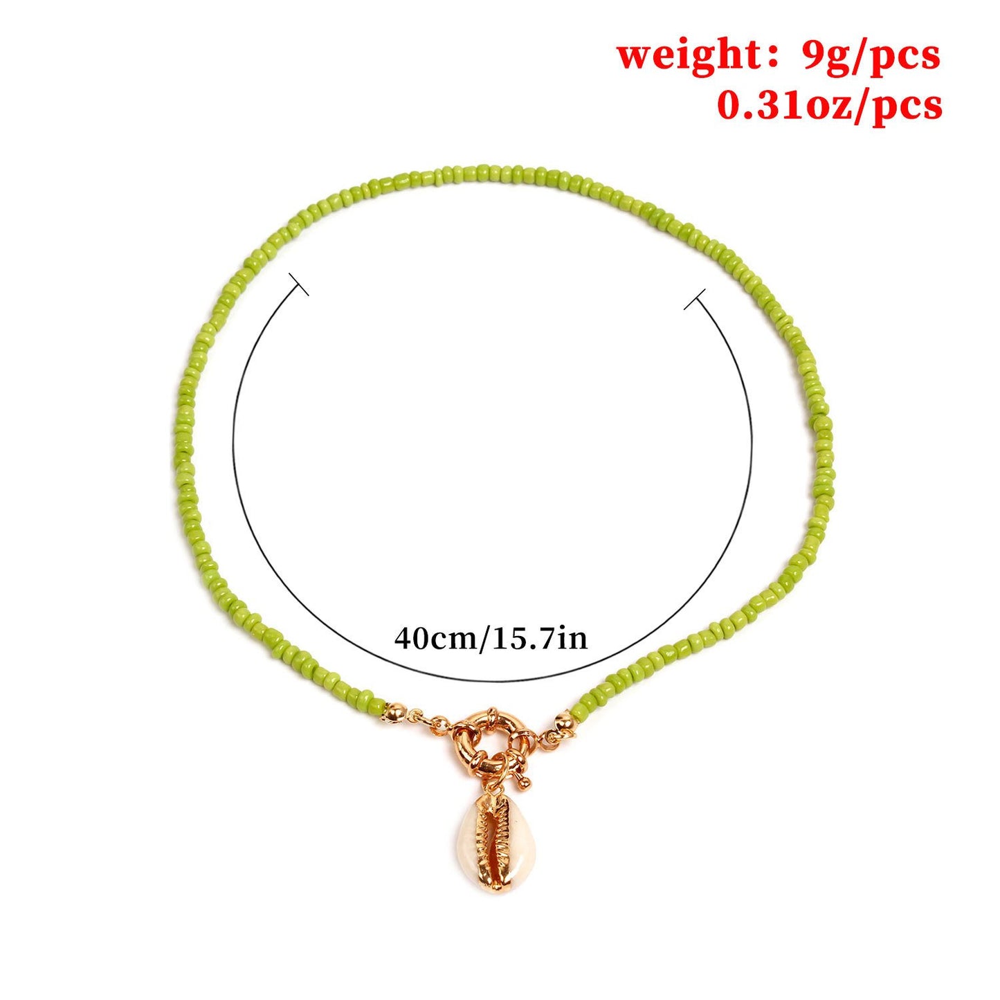 Jewelry hand-threaded color rope rice bead shell pendant necklace female fashion rudder necklace