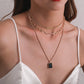 Jewelry Black Diamond Gemstone Pendant Chain Necklace Women's Fashion Street Shoot Multi-layer Trend Necklace