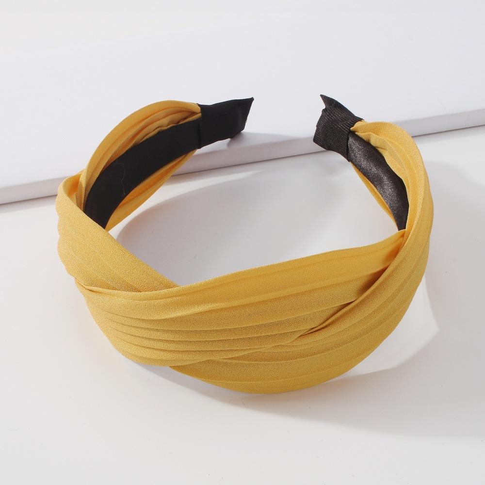 F3896 Fashion wide-brimmed hair accessories trend temperament simple cross non-slip solid color fabric headband