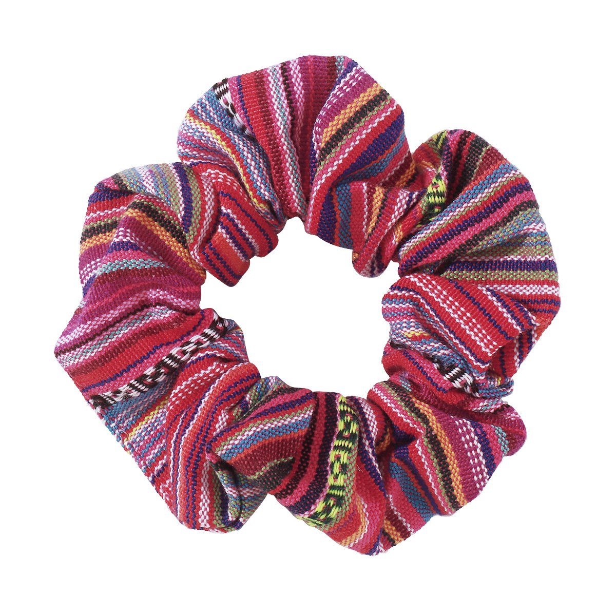 F4353 Famous ethnic cotton and linen retro striped hair rope color matching high elastic large intestine hair ring geometric Hong Kong hair accessories