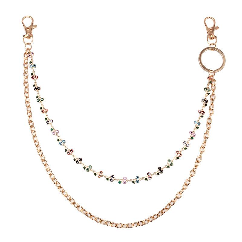 Fashion Pants Chain Acrylic Oil Drip Devil Eye Flower Accessories Waist Chain Metal Ring Decoration