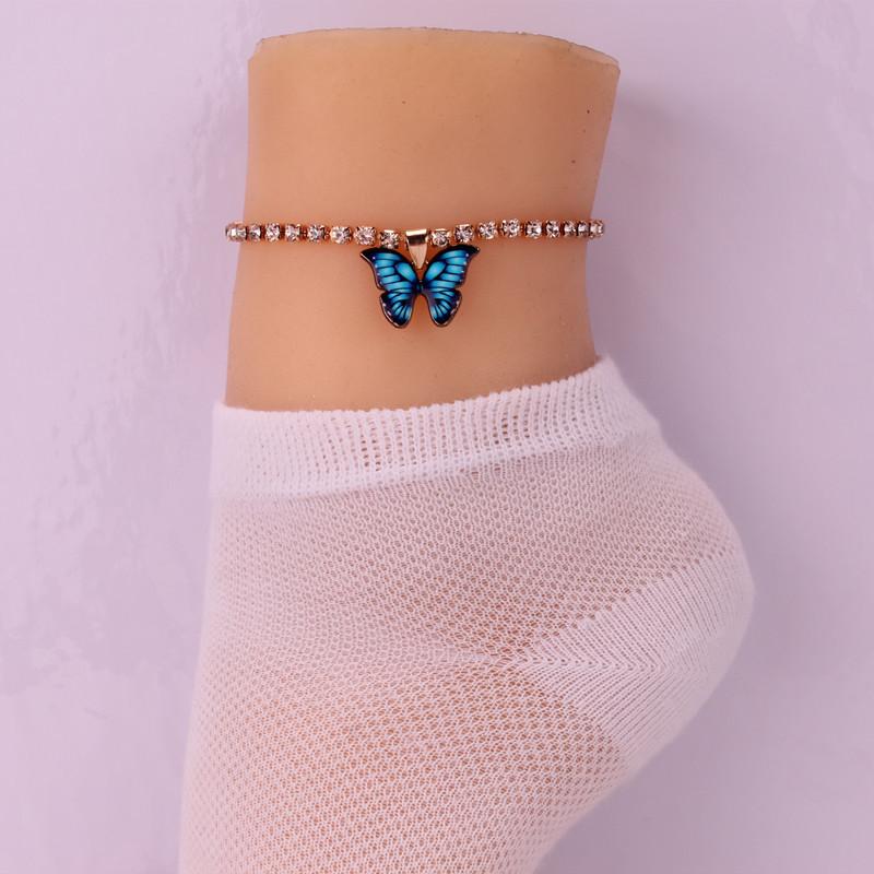 Simple temperament, all-match sweet forest thick chain anklet personality fashion niche design sense butterfly anklet