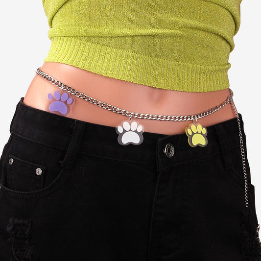 Jewelry bungee disco cool girl transparent jelly color acrylic bear pendant waist chain pants chain