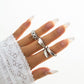 Simple glossy pearl inlaid all-match ring metal strap chain opening adjustable ring