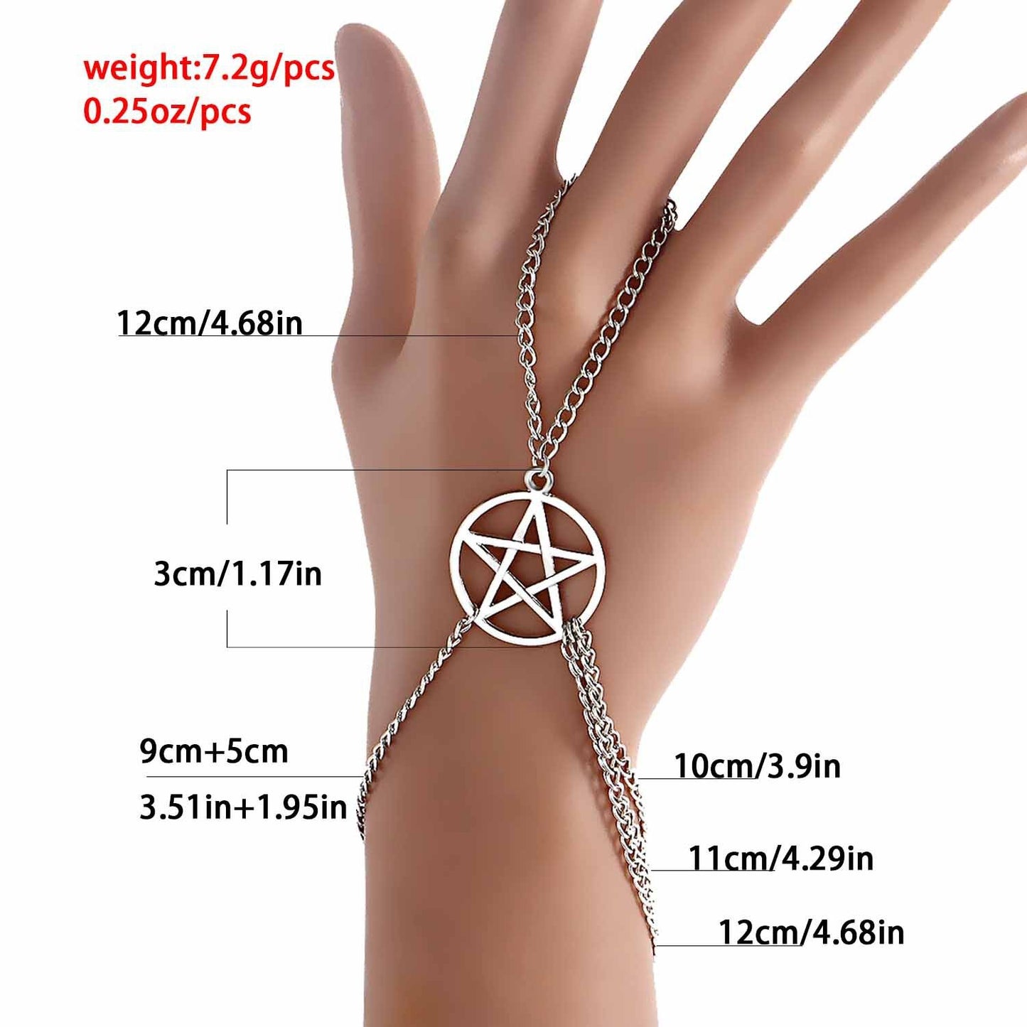 Jewelry Fashion Geometric Big Circle Pentagram Finger Chain Bracelet Hip Hop Exaggerated Trendy Female Hand Jewelry