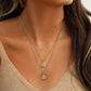 Retro Simple Fashion Camellia Pendant Necklace Double Stacked Cross Chain Ladies Jewelry