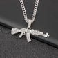 Fashion diamond-studded long gun necklace creative hip-hop submachine gun pendant jewelry