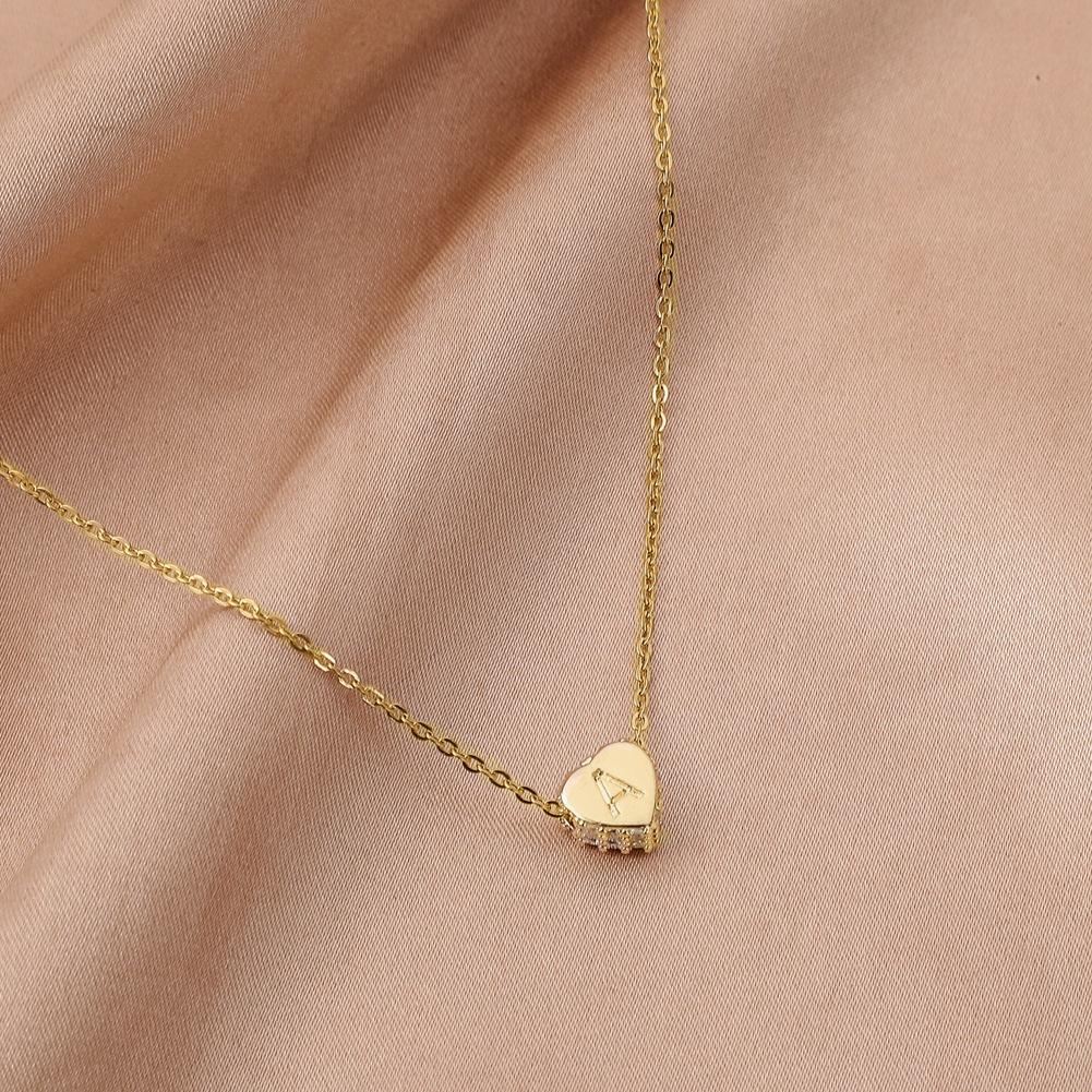 Fashion full of diamond love letter small necklace diamond personality simple temperament elegant trend clavicle chain