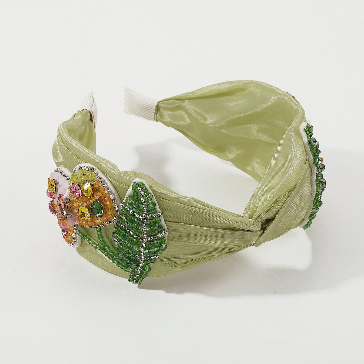 F4656 Temperament is sweet, small and fresh, candy-colored hair hoop fabric wide-brimmed imitation crystal rhinestone cherry head hoop