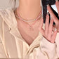 Pearl double-layered pink bear necklace spring and summer cute girl sweet cool collarbone chain accessories