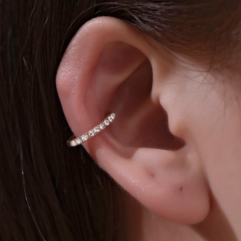 Simple classic earrings niche design ear clip diamond fake earrings no pierced earring single earring ear bone clip