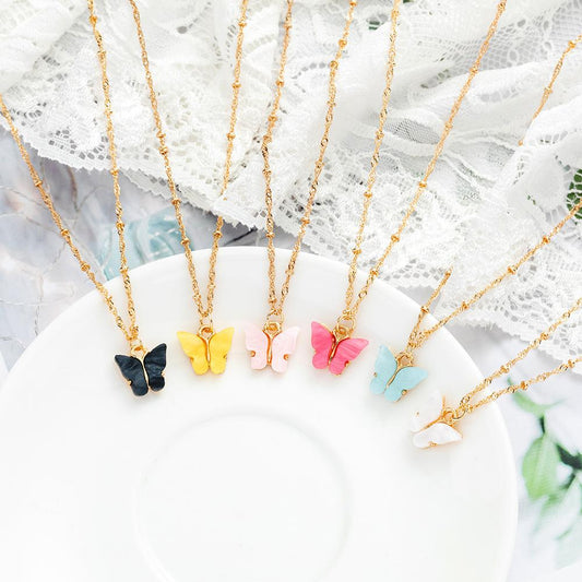 Fashion Explosion Acrylic Butterfly Earrings Necklace Set 2 Pieces Set Jewelry