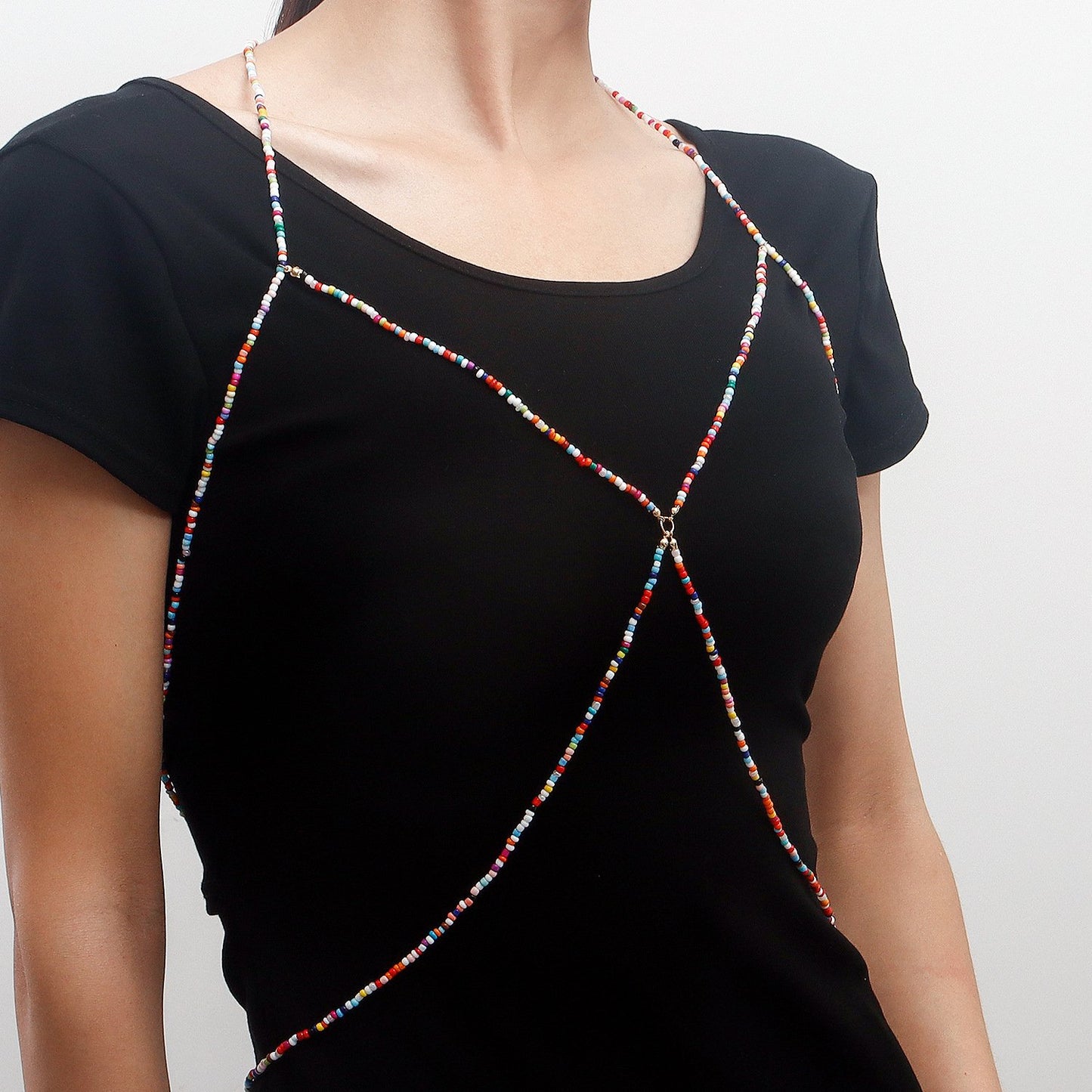 Jewelry bohemian mixed color rice bead body chain accessories female ins hot girl rice bead waist chain