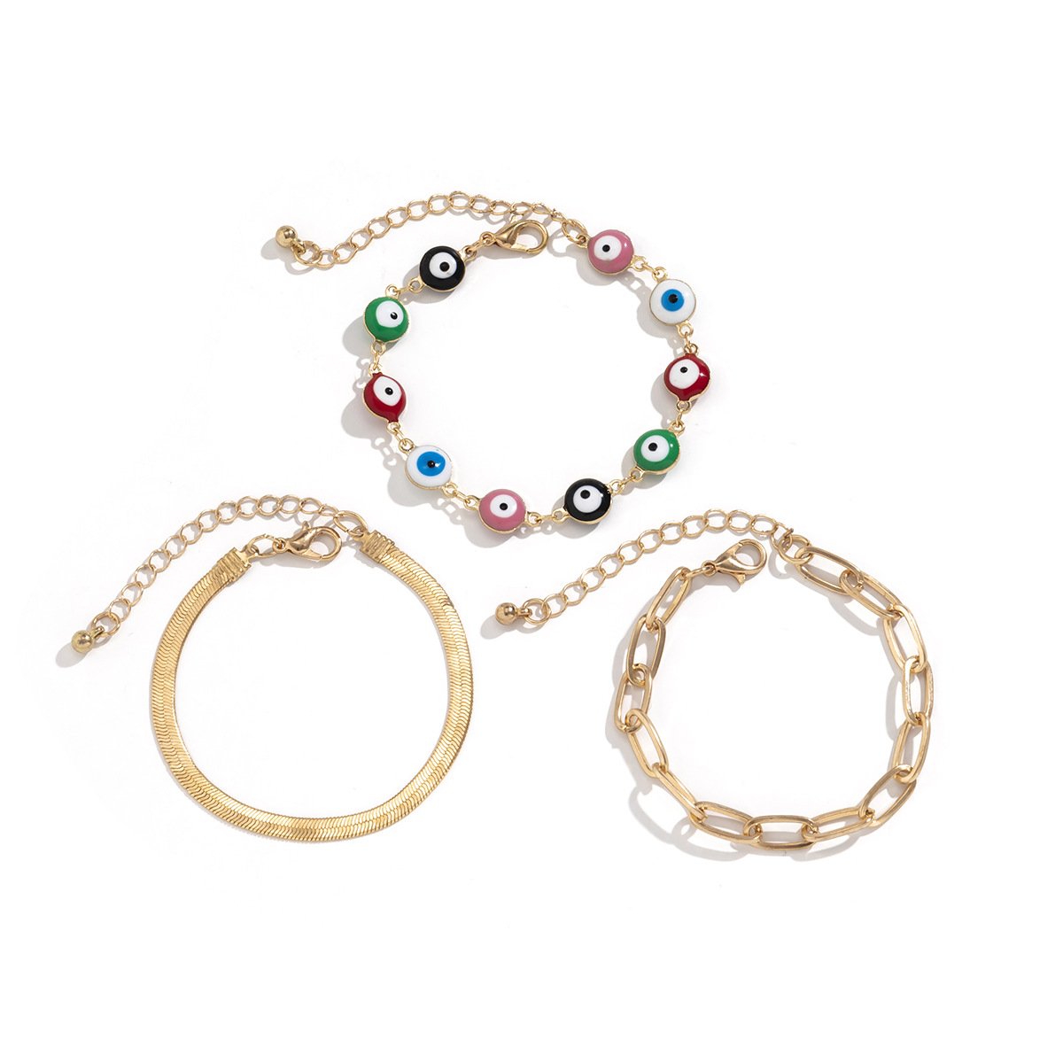 Jewelry Creative Versatile Color Eye Bracelet Set Hip-Hop Metal Snake Bone Chain Jewelry