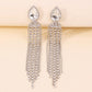 E9278 Jewelry Temperament Fashion Long Tassel Earrings Women's Light Luxury Inlaid Rhinestones Delicate Earrings
