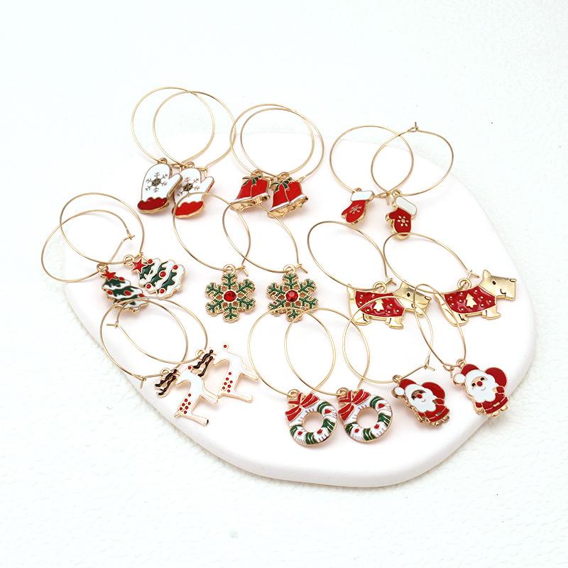 Christmas ornaments, Christmas elements, diamonds, snowflakes, bells, earrings, Christmas gifts, earrings, women