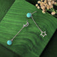 Jewelry Tassel Earrings Female Summer Niche Design Sense Star Moon Inlaid Turquoise Jewelry Accessories