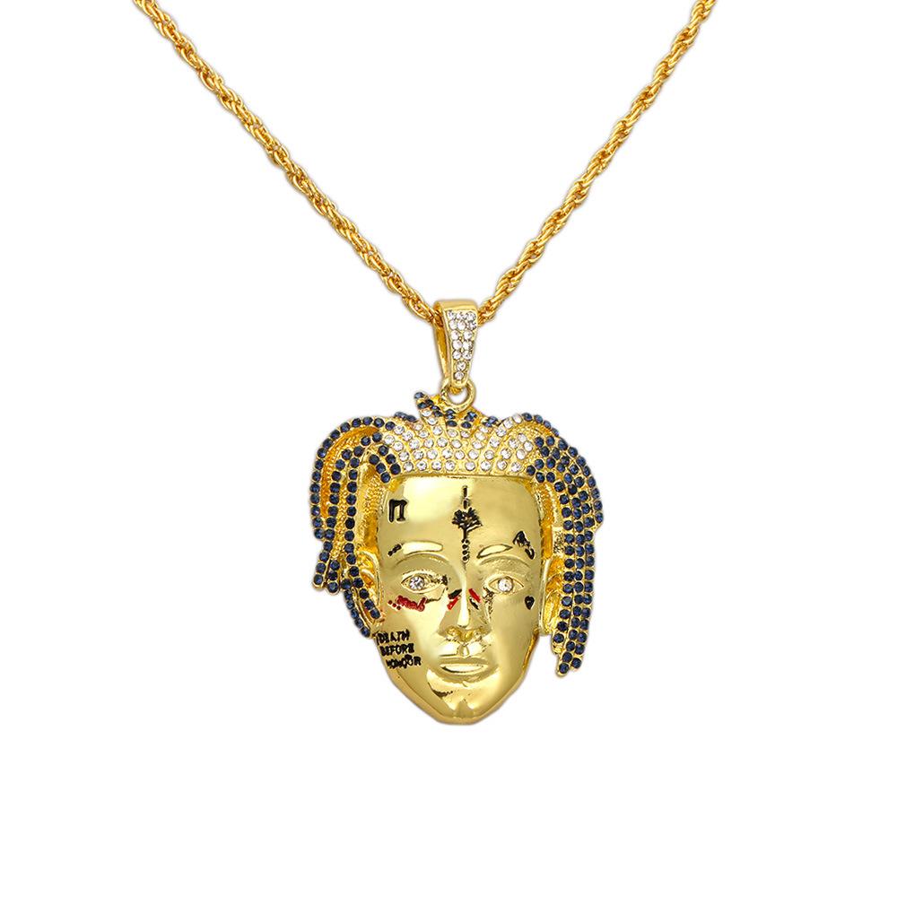 Hip-hop trendy jewelry fashion creative personality popular face pendant necklace
