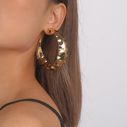 E1957 Frosty Metal Geometric Earrings Glossy Bump Irregular Fashion Earrings Exaggerated Earrings