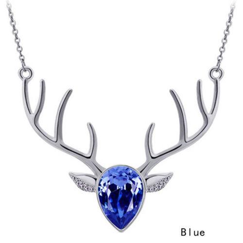 Popular Diamond Necklace Crystal Deer Head Clavicle Chain Creative Animal Pendant Jewelry