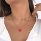 N1152 Small fresh folded collarbone necklace dripping oil love flower micro-inlaid niche fashion necklace for women