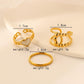 Fashion Simple Personality Stainless Steel Open Love Drip Oil Hollow Scrub Set Ring Female