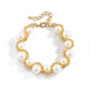 Metal winding twist chain pearl necklace women's retro temperament geometric single-layer necklace necklace
