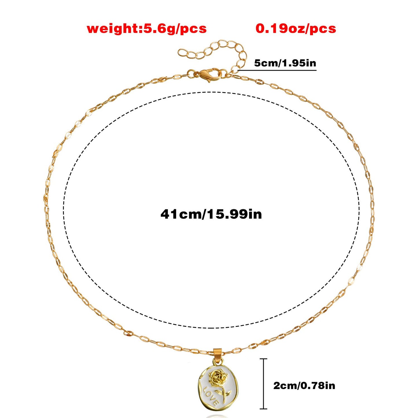 Jewelry simple geometric round LOVE rose pendant necklace female ins trend trend accessories