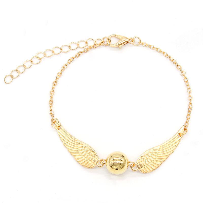 Retro Harry Potter and the Deathly Hallows Electroplating Bright Ball Gold Snitch Creative Wings Bracelet for Couples