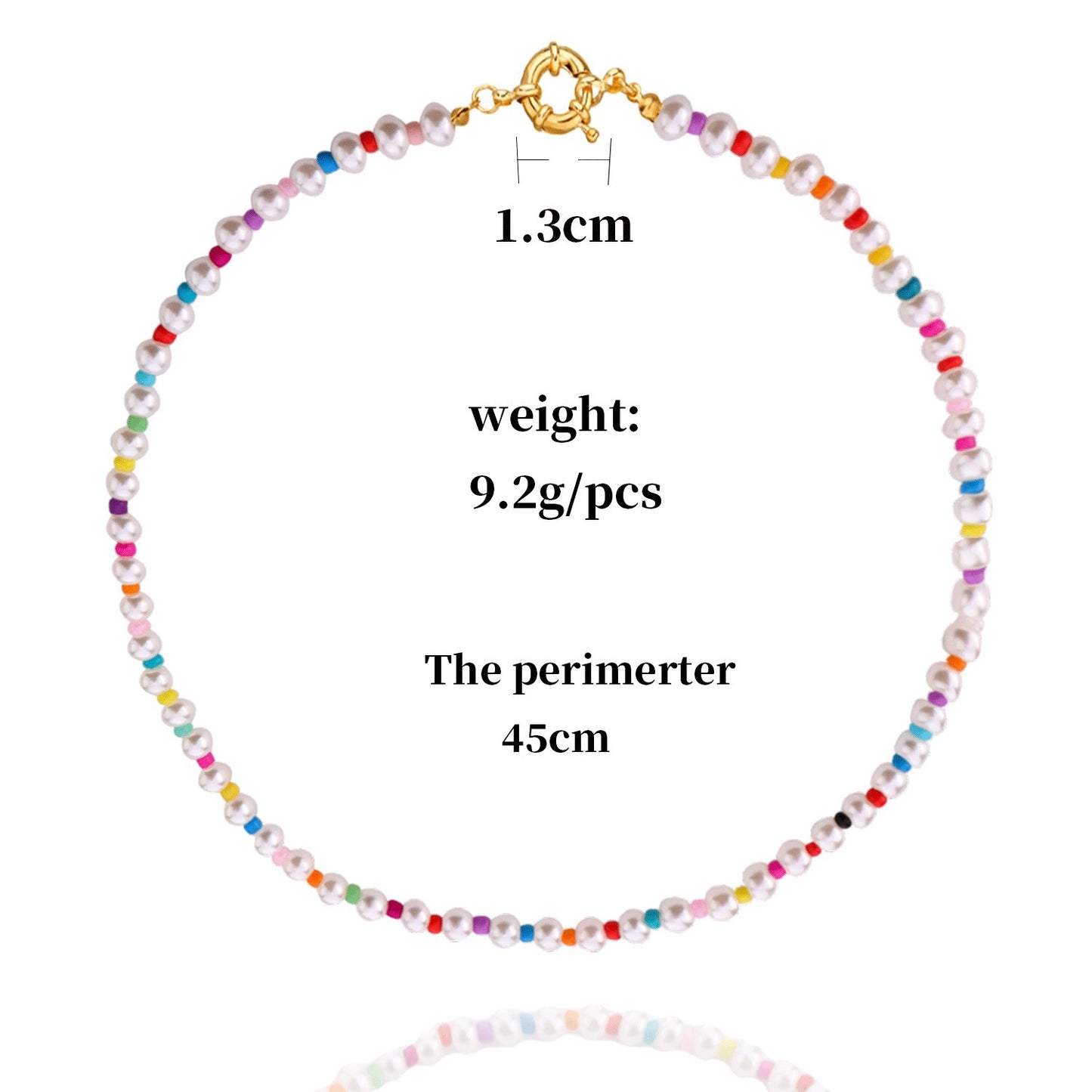 Jewelry Fashion Colorful Rice Bead Necklace Female Personality Simple Geometric Round Pearl Necklace